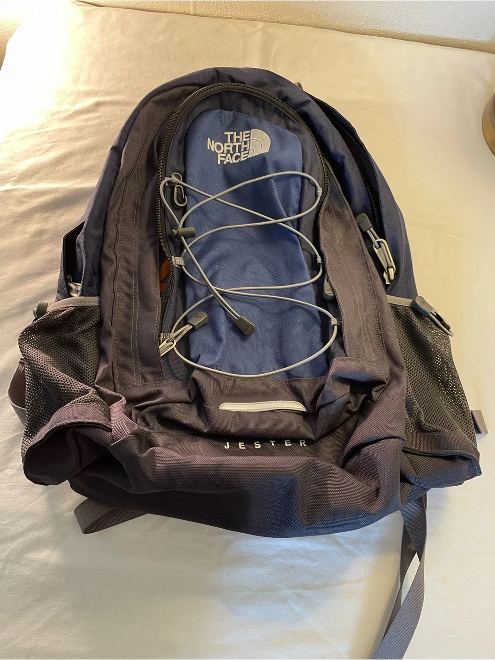 The North Face Jester Backpack Blue Grey Hiking Day Pack Laptop School Bag